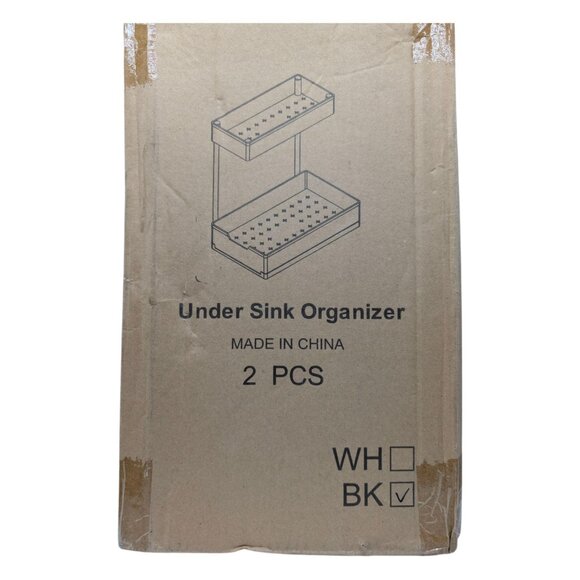 Under Sink Organizer Black Plastic 2 Tier Multipurpose Kitchen Bathroom Storage - Picture 4 of 9